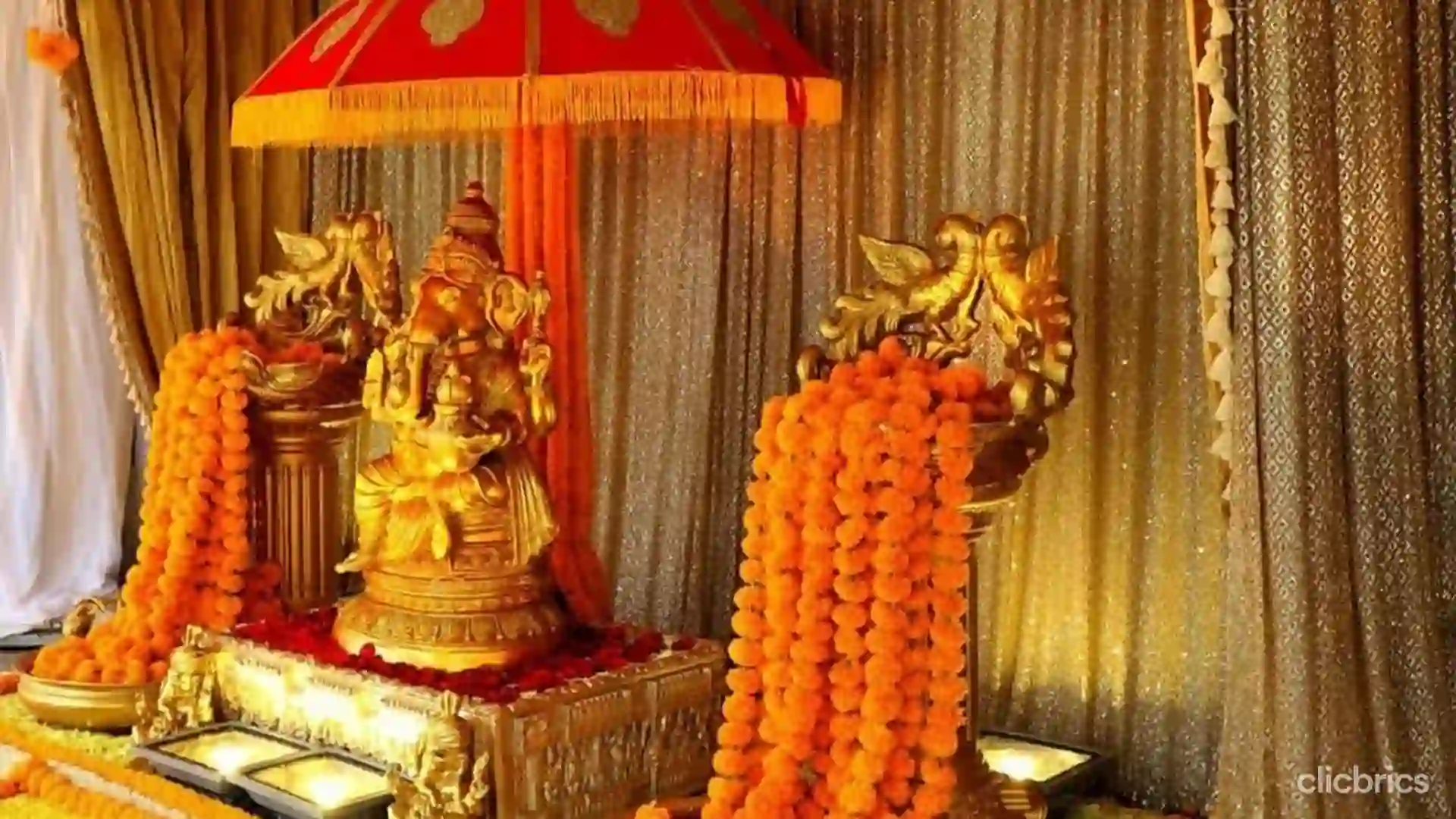 15 Ideas For Ganpati Decoration At Home For Symbolic Celebrations    1660821116073 Ganpati Decoration At Home With Marigold Flowers.webp